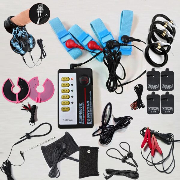 Electro Shock Anal Plug Penis Plug Cock Rings E-stim Ball Stretcher Massage Pad Nipple Clamps For Men Electric Stimulate Sex Toy