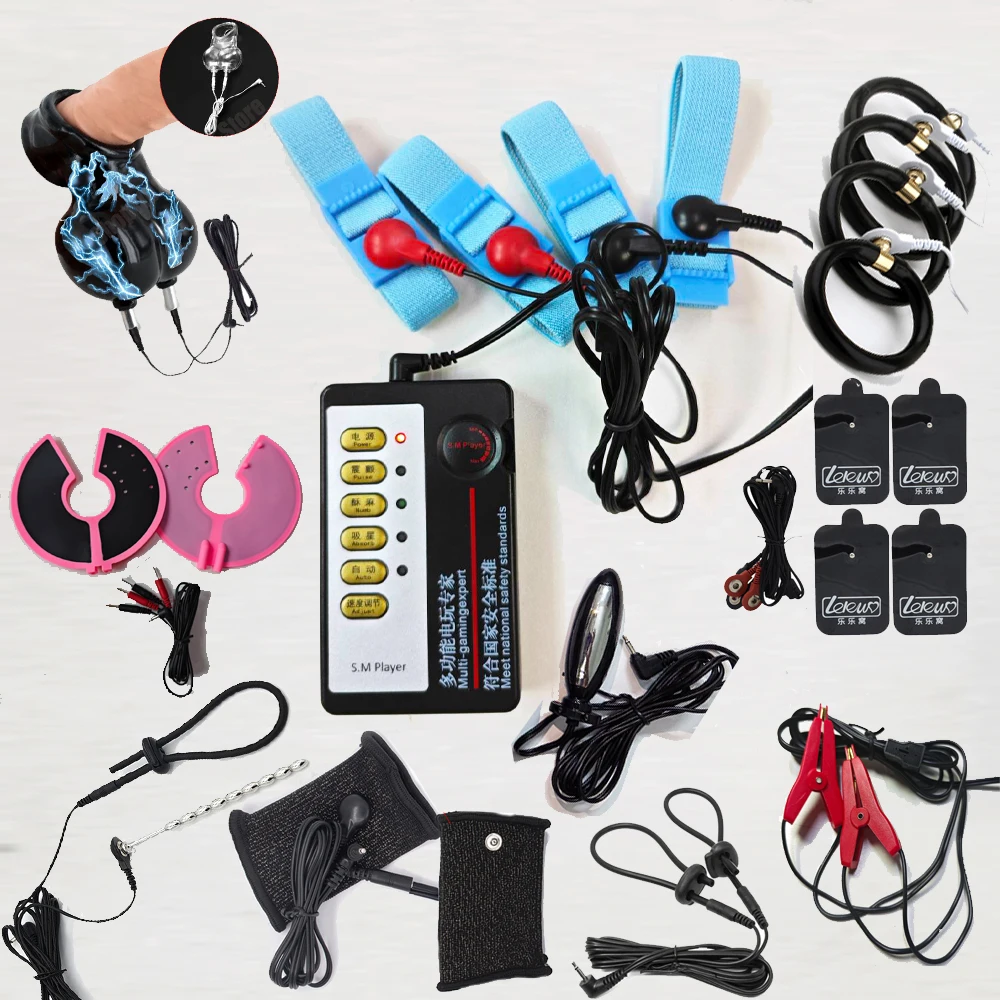 Electro Shock Anal Plug Penis Plug Cock Rings E-stim Ball Stretcher Massage Pad Nipple Clamps For Men Electric Stimulate Sex Toy