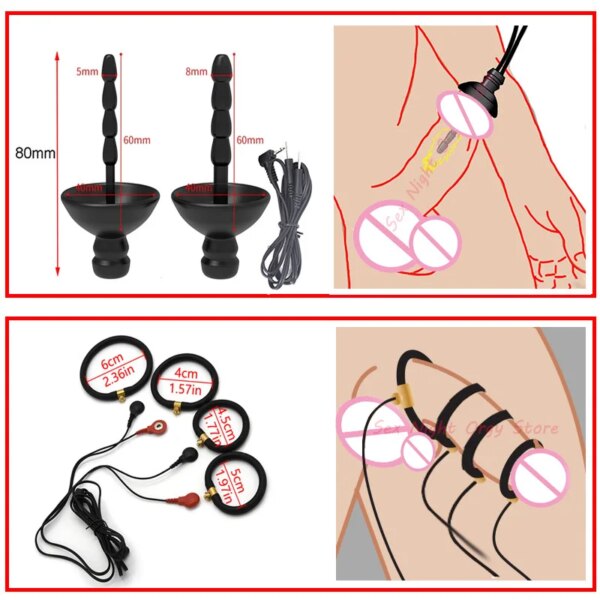 Electro Bdsm Penis Ring Electrostimulator Nipple Clamps,E-stim Chastity Cage Anal Plug,Electric  Sex Glans Trainer Urethral Plug
