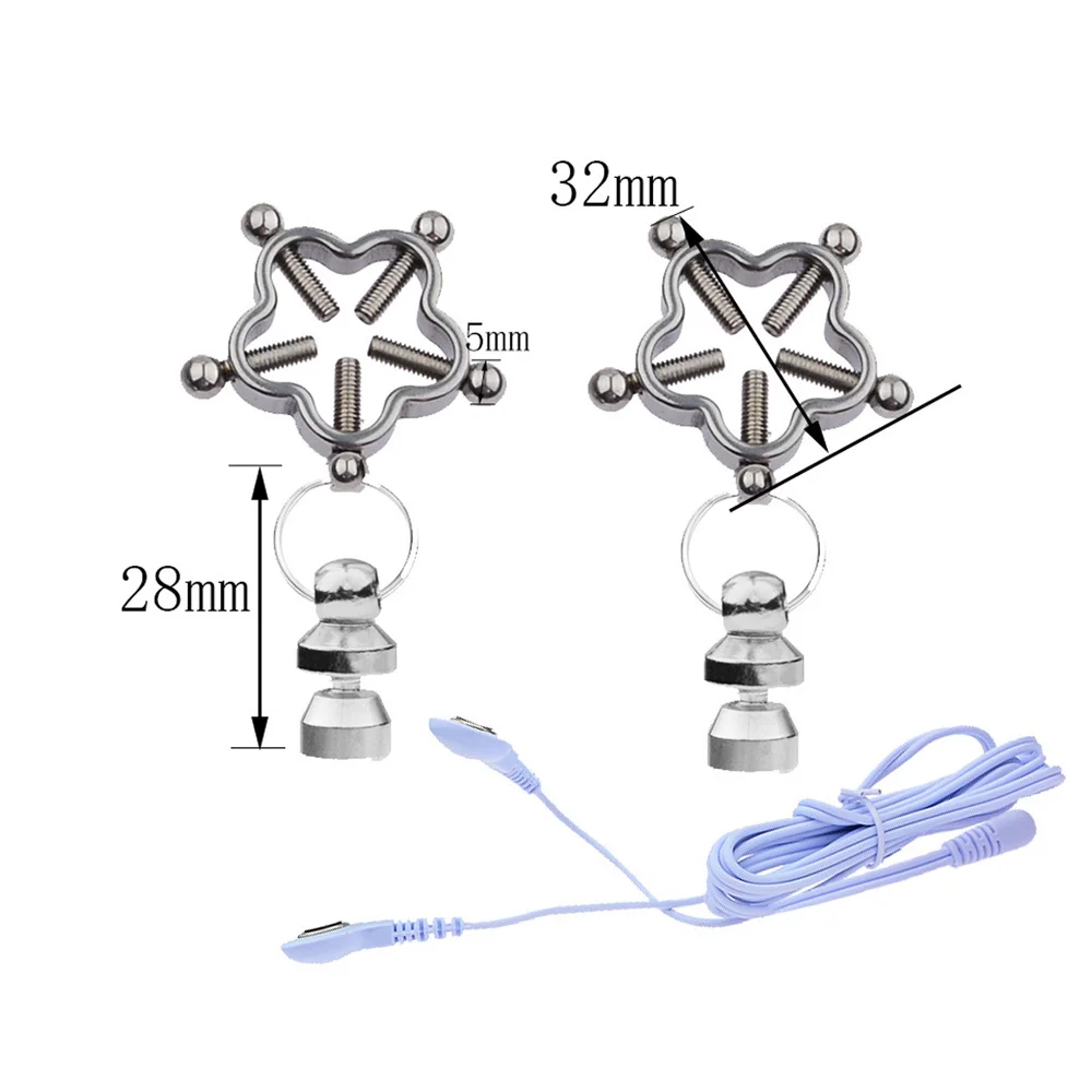18+ Adults Electric Shock Nipple Clamps Electrical Stimulator Electro Labia Clip Clitoris Massager E-stim Slave Women Sex Toys