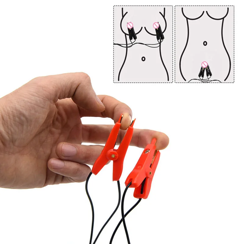 18+ Adults Electric Shock Nipple Clamps Electrical Stimulator Electro Labia Clip Clitoris Massager E-stim Slave Women Sex Toys