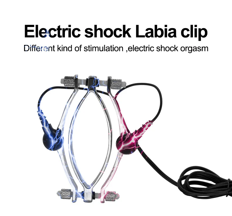18+ Adults Electric Shock Nipple Clamps Electrical Stimulator Electro Labia Clip Clitoris Massager E-stim Slave Women Sex Toys