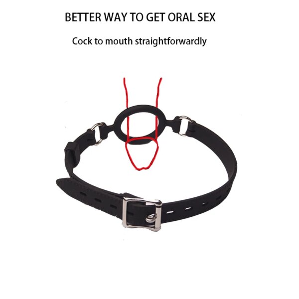 Full Silicone O Ring Gag Strap,Open Mouth Bite Gag,Fetish Oral Fixation BDSM Toys,Sex Slave Bondage Muzzle SM Couple Game Tools