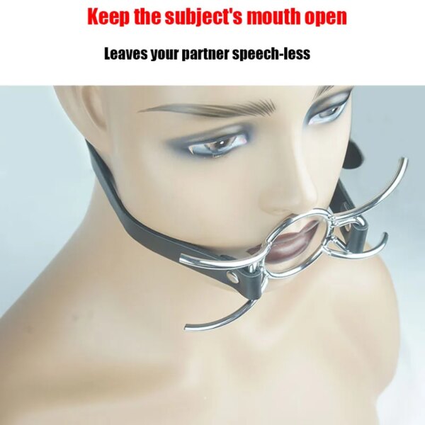 BDSM Metal O Shaped Ring/Spider Open Mouth Gag, Leather Restraint Blowjob Gags,Sex Bondage Toys For Couples