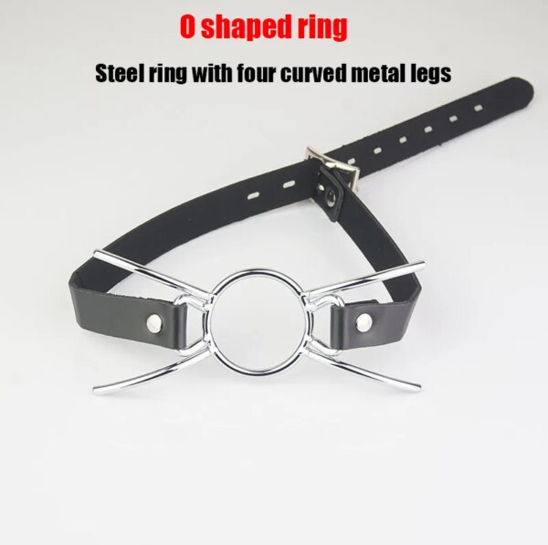 BDSM Metal O Shaped Ring/Spider Open Mouth Gag, Leather Restraint Blowjob Gags,Sex Bondage Toys For Couples