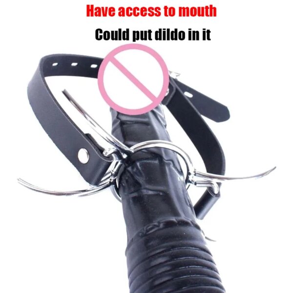 BDSM Metal O Shaped Ring/Spider Open Mouth Gag, Leather Restraint Blowjob Gags,Sex Bondage Toys For Couples