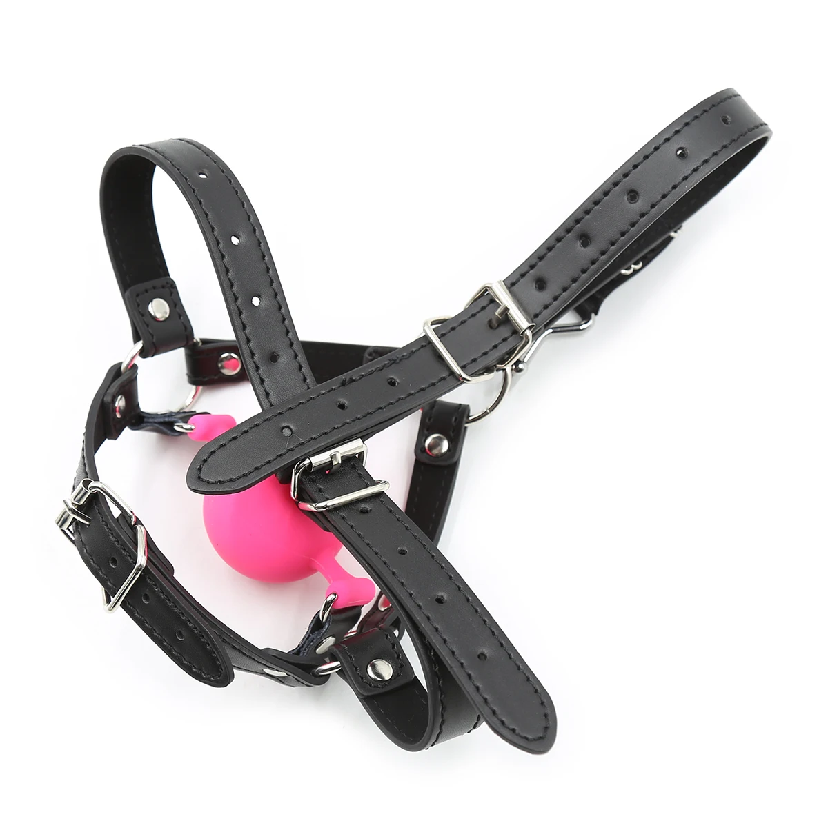 PU Leather Head Harness with Nose Hook Gag Open Mouth Bite Gag Roleplay Restraint Adult Game Product Sex Toys Nose Hook Slave