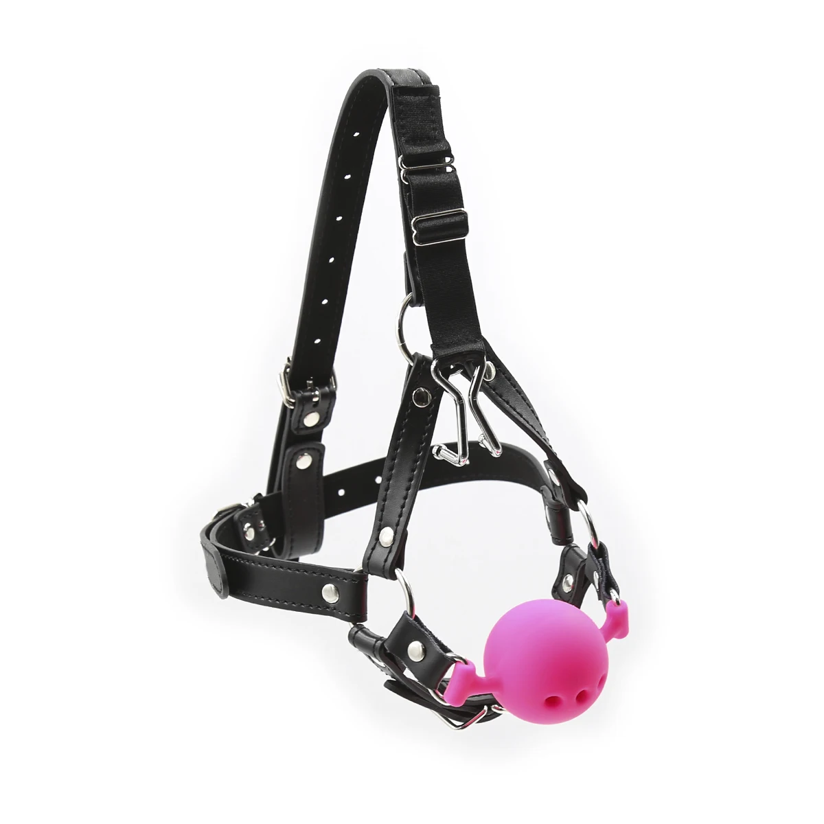 PU Leather Head Harness with Nose Hook Gag Open Mouth Bite Gag Roleplay Restraint Adult Game Product Sex Toys Nose Hook Slave