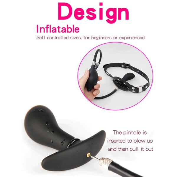 Liquid Silicone Inflatable Bondage Mouth Gag Oral Stuffed Open Mouth Ball Stick Plug Passion Flirting Restriants Adult Sex Toy