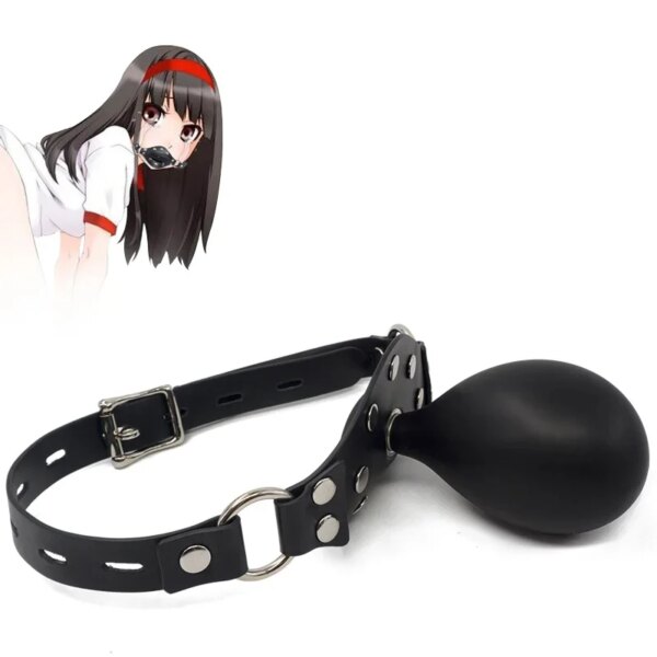 Liquid Silicone Inflatable Bondage Mouth Gag Oral Stuffed Open Mouth Ball Stick Plug Passion Flirting Restriants Adult Sex Toy