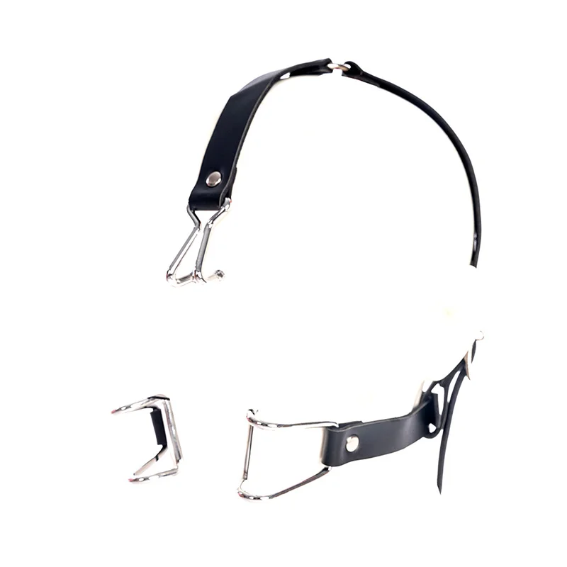 BDSM Slave Open Mouth Bite Gag Metal Nose Hook Oral Fixation Nose Clip Sex Toys PU Leather Head Harness Bondage Strap BDSM Slave Open Mouth Bite Gag Metal Nose Hook Oral Fixation Nose Clip Sex Toys PU Leather Head Harness Bondage Strap