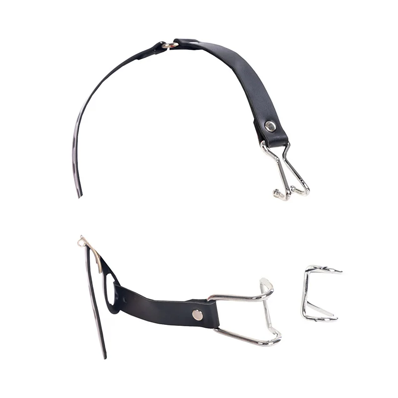 BDSM Slave Open Mouth Bite Gag Metal Nose Hook Oral Fixation Nose Clip Sex Toys PU Leather Head Harness Bondage Strap BDSM Slave Open Mouth Bite Gag Metal Nose Hook Oral Fixation Nose Clip Sex Toys PU Leather Head Harness Bondage Strap