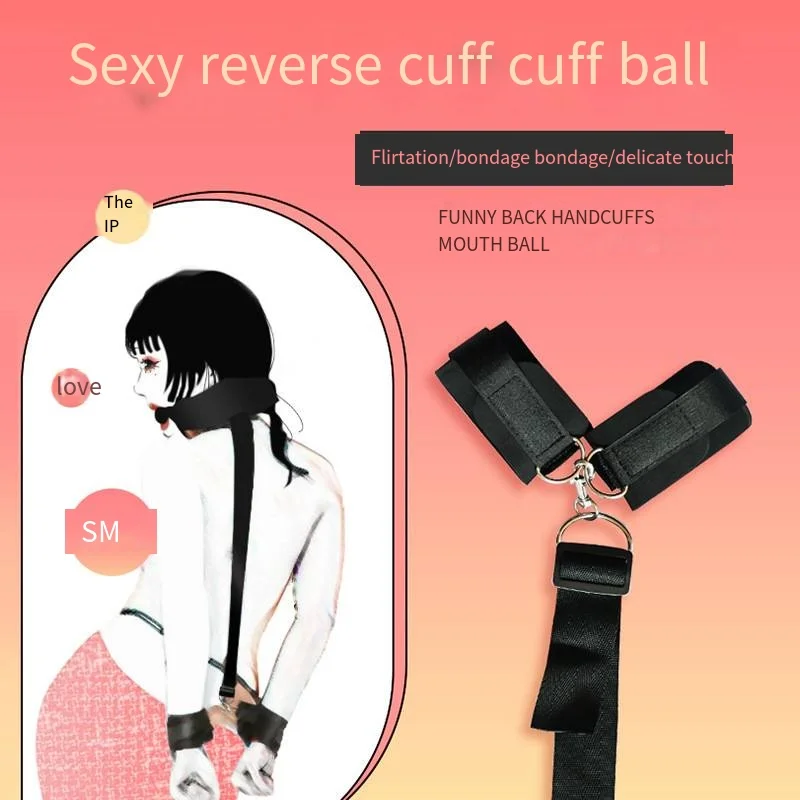 Backhand back gag ball female slave tempering props SM bondage bondage handcuffs flirting role-playing erotic sex toys