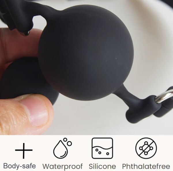 BDSM Medical Silicone 3 Ball Mouth Gag,Bondage Restraint Slave Gags Deep Throating,Sex Toys for Couple,Role Play,Adult Games
