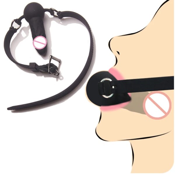 Dildo Reversible Ball or Cock in Mouth Gag,100% Medical Silicone Deepthroat BDSM Gags,Slave Bondage,Restraints,Sex Toys Couples
