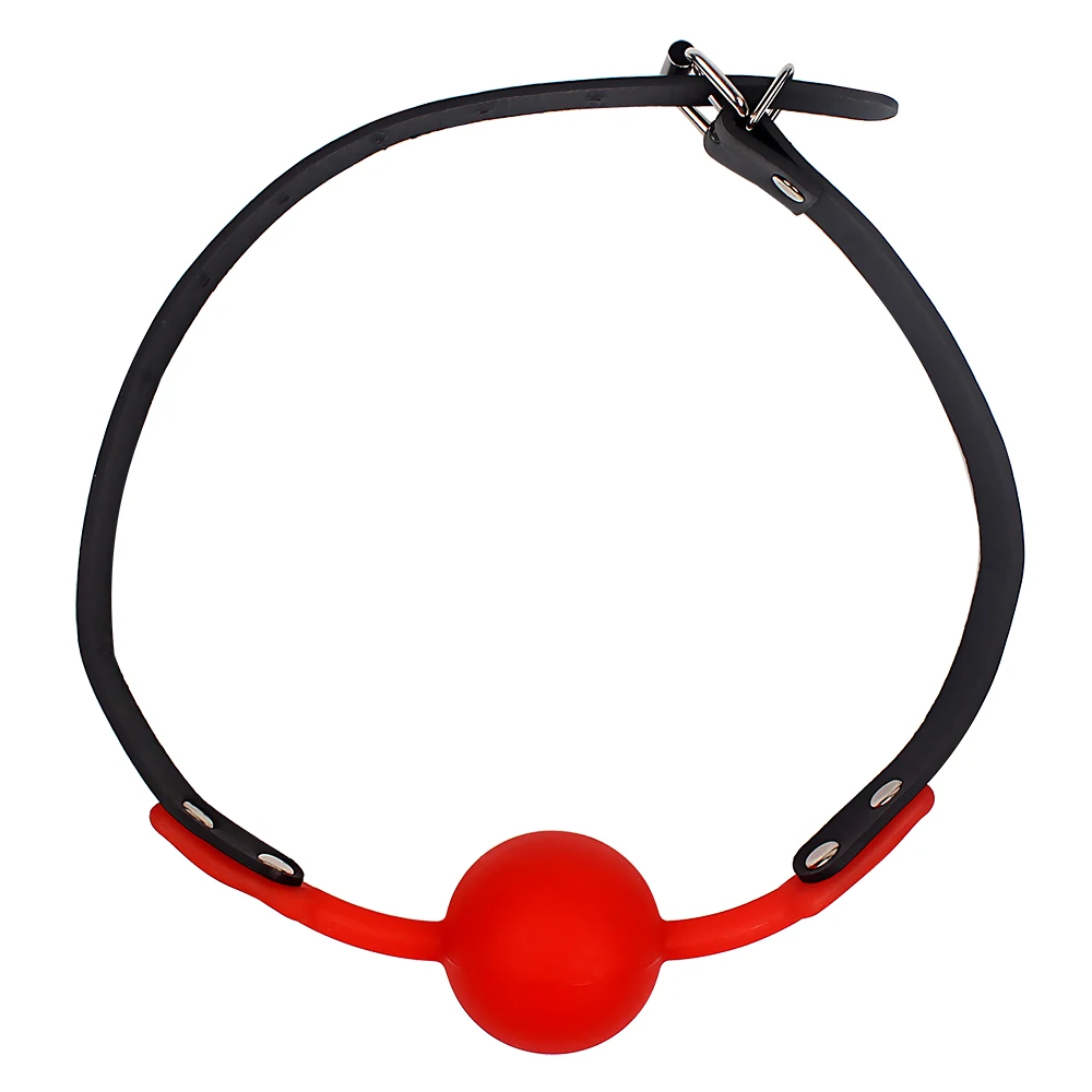 IKOKY Adult Games Mouth Gag Silicone Ball Oral Fixation PU Leather Band Bondage Restraints 4 Colors Sex Toys for Couples