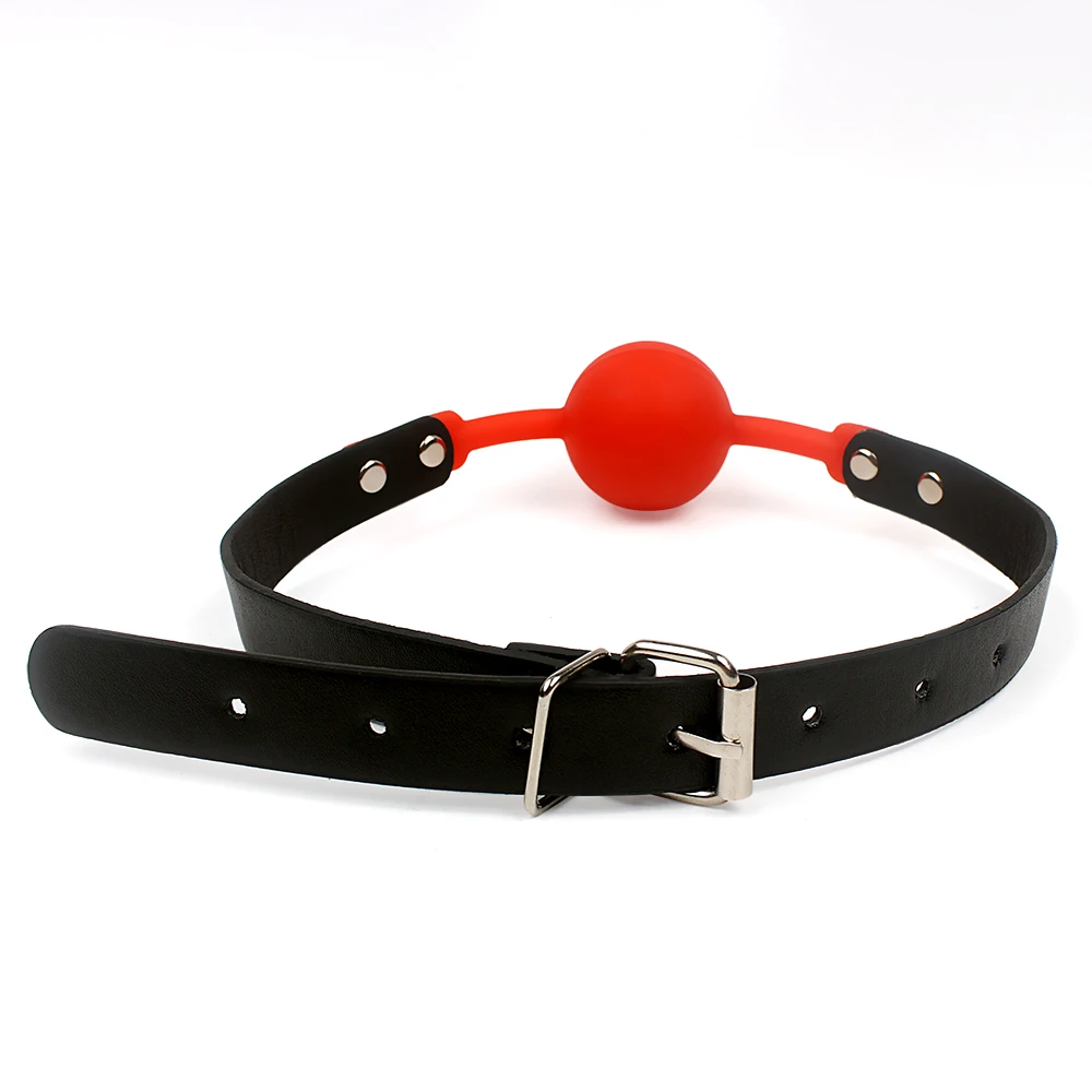 IKOKY Adult Games Mouth Gag Silicone Ball Oral Fixation PU Leather Band Bondage Restraints 4 Colors Sex Toys for Couples