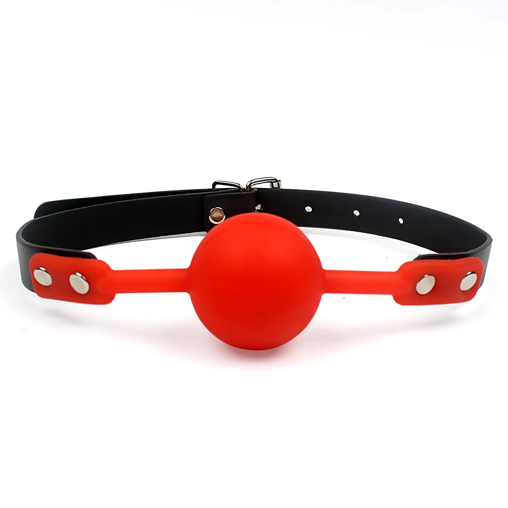 IKOKY Adult Games Mouth Gag Silicone Ball Oral Fixation PU Leather Band Bondage Restraints 4 Colors Sex Toys for Couples