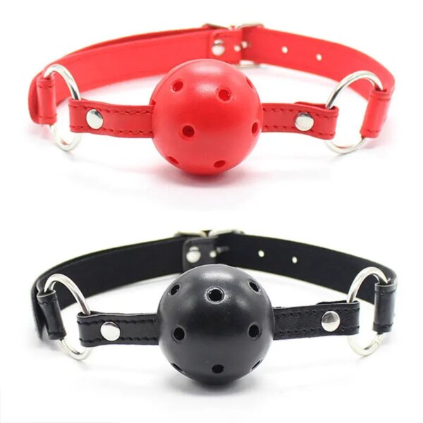 4 Colors Faux Leather Mouth Gag Adjustable Plastic Ball Adult Flirting Fetish Roleplay Game Props Couples BDSM Bondage Sex Toys
