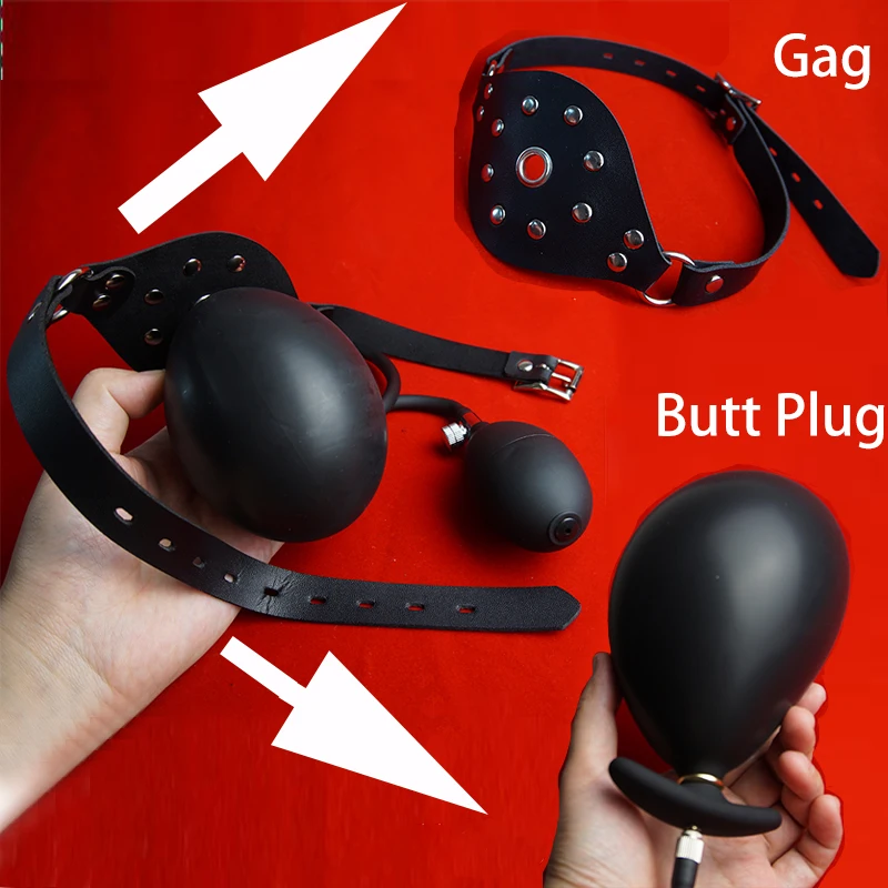 BDSM Inflatable Gag with Removable Pump,Silicone Tongue Depressor Mouth Gag Ball Slave,Bondage,Sex Toys for Couples,Adult Games