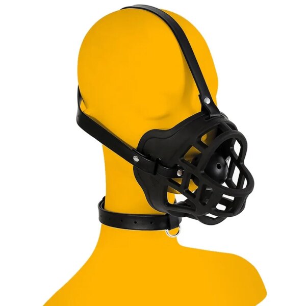 Leather Bdsm Mask Soft Silicone Dog Muzzle Head Face Bondage Harness Ball Bite Gag Fetish  Slave Pet Role Play Sex Toy