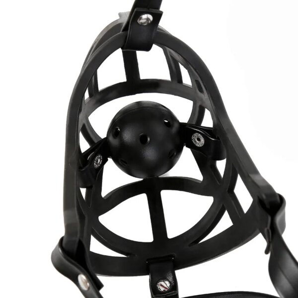 Leather Bdsm Mask Soft Silicone Dog Muzzle Head Face Bondage Harness Ball Bite Gag Fetish  Slave Pet Role Play Sex Toy
