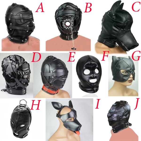 Bdsm Mask With Gag,Gear Bondage,Role Play Hood Padded Blindfold,Sex Toys For Couples,Head Harness SM Products