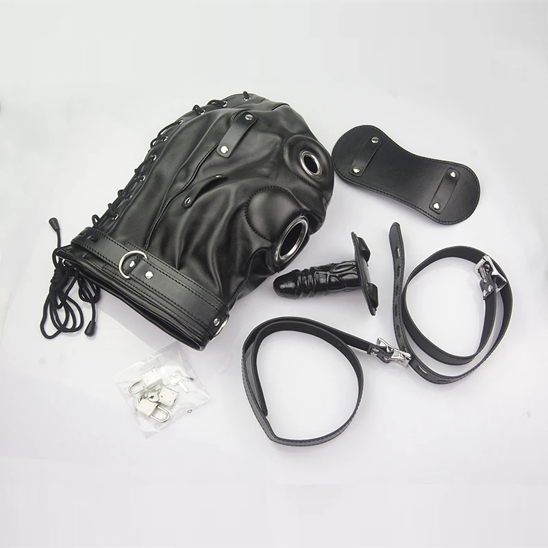 Bdsm Mask With Gag,Gear Bondage,Role Play Hood Padded Blindfold,Sex Toys For Couples,Head Harness SM Products