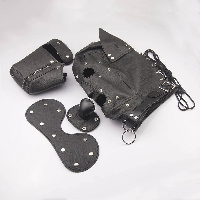 Bdsm Mask With Gag,Gear Bondage,Role Play Hood Padded Blindfold,Sex Toys For Couples,Head Harness SM Products