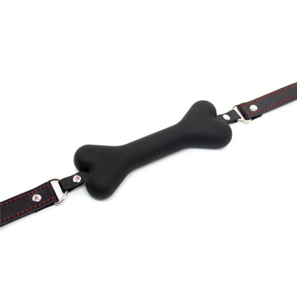PU Leather Cute Dog Bone Gag Ball Silicone Mouth Plug Gag Restraint Slave BDSM Couples Flirting Sex Products for Women
