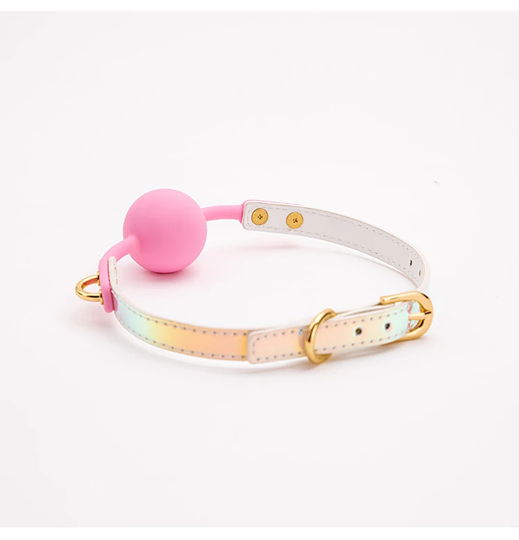 BLACKWOLF Soft Silicone Ball Gag Oral Fixation Bondage Mouth Gag Mouth Stuffed PU Leather Band Sex Toys for Couples Adult Games
