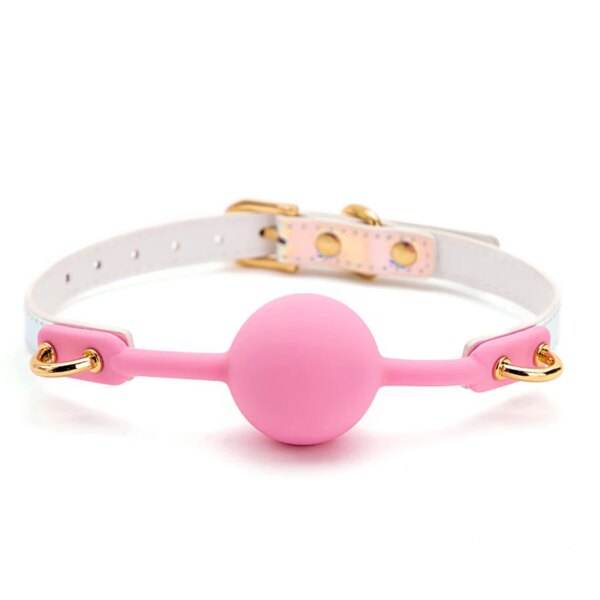 Soft Silicone Ball Gag Oral Fixation Bondage Mouth Gag Mouth Stuffed PU Leather Band Sex Toys for Couples Adult Games