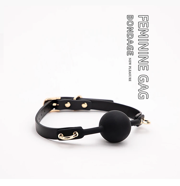 BLACKWOLF Soft Silicone Ball Gag Oral Fixation Bondage Mouth Gag Mouth Stuffed PU Leather Band Sex Toys for Couples Adult Games