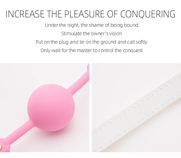 BLACKWOLF Soft Silicone Ball Gag Oral Fixation Bondage Mouth Gag Mouth Stuffed PU Leather Band Sex Toys for Couples Adult Games
