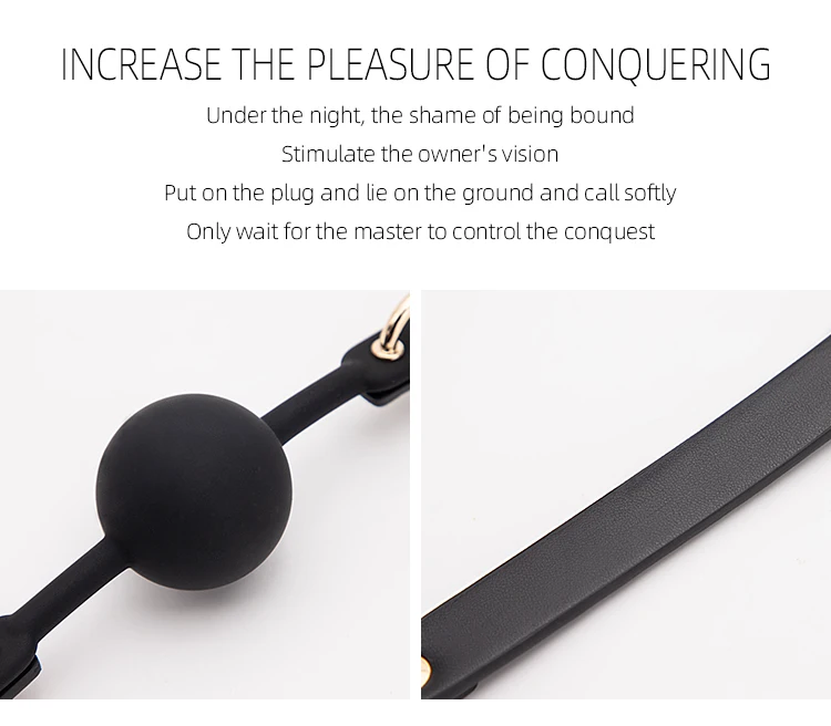 BLACKWOLF Soft Silicone Ball Gag Oral Fixation Bondage Mouth Gag Mouth Stuffed PU Leather Band Sex Toys for Couples Adult Games