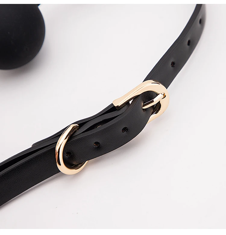 BLACKWOLF Soft Silicone Ball Gag Oral Fixation Bondage Mouth Gag Mouth Stuffed PU Leather Band Sex Toys for Couples Adult Games