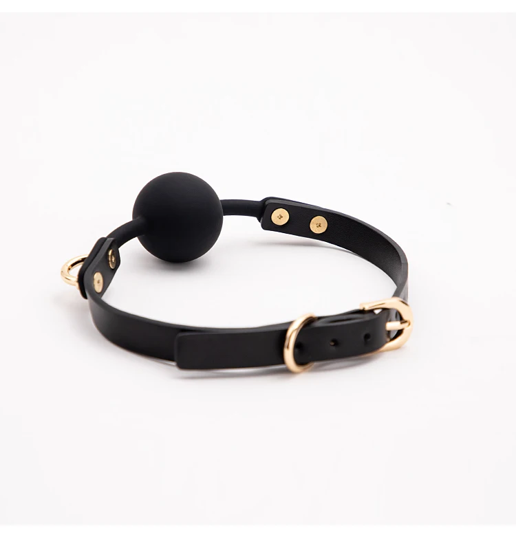 BLACKWOLF Soft Silicone Ball Gag Oral Fixation Bondage Mouth Gag Mouth Stuffed PU Leather Band Sex Toys for Couples Adult Games