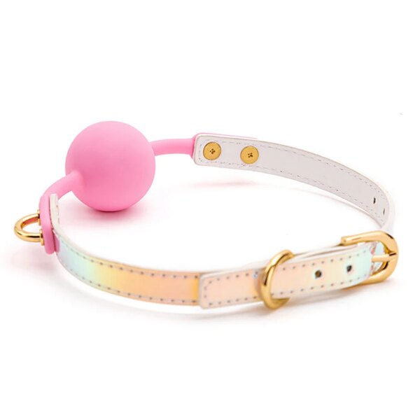 Soft Silicone Ball Gag Oral Fixation Bondage Mouth Gag Mouth Stuffed PU Leather Band Sex Toys for Couples Adult Games
