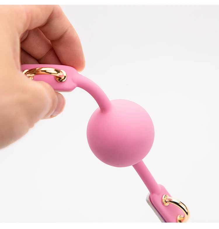 BLACKWOLF Soft Silicone Ball Gag Oral Fixation Bondage Mouth Gag Mouth Stuffed PU Leather Band Sex Toys for Couples Adult Games