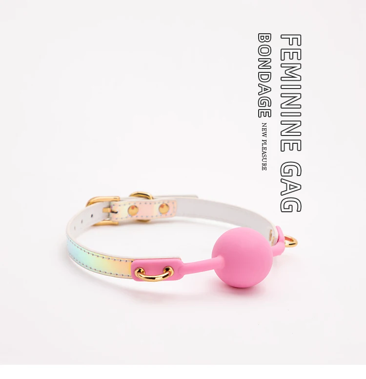 BLACKWOLF Soft Silicone Ball Gag Oral Fixation Bondage Mouth Gag Mouth Stuffed PU Leather Band Sex Toys for Couples Adult Games