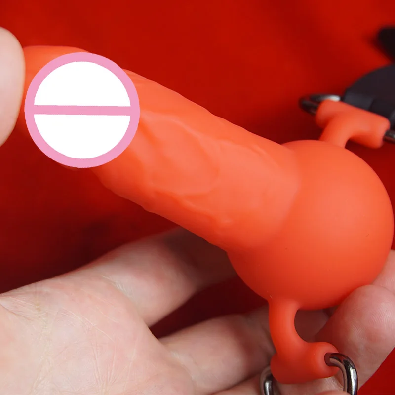 Penis or Ball Inserted Into the Mouth Gag,Silicone Slave Dildo Gags Bondage Restraints,Sex Toys for Couples Games,Restriction