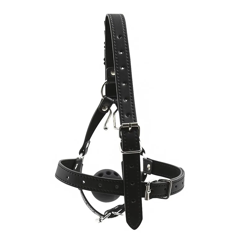 Slave Horse Harness Silicone Ball Gag BDSM Bondage Restraints Oral Fixation Open Mouth Gags Nose Hook Strap Fetish Sexy Cosplay