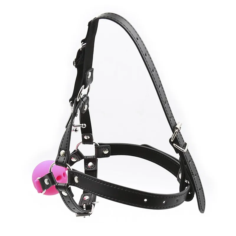 Slave Horse Harness Silicone Ball Gag BDSM Bondage Restraints Oral Fixation Open Mouth Gags Nose Hook Strap Fetish Sexy Cosplay