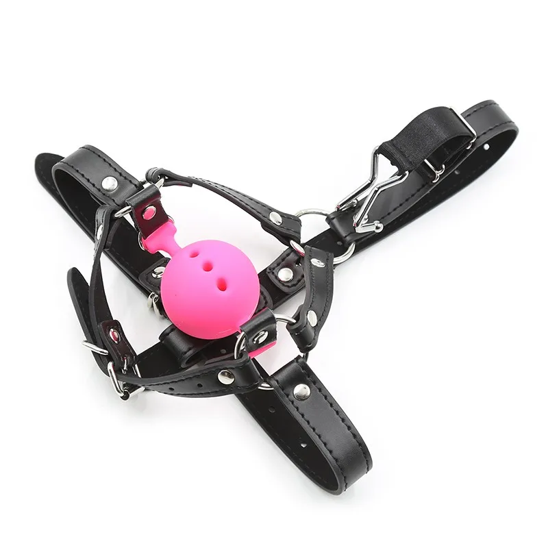 Slave Horse Harness Silicone Ball Gag BDSM Bondage Restraints Oral Fixation Open Mouth Gags Nose Hook Strap Fetish Sexy Cosplay