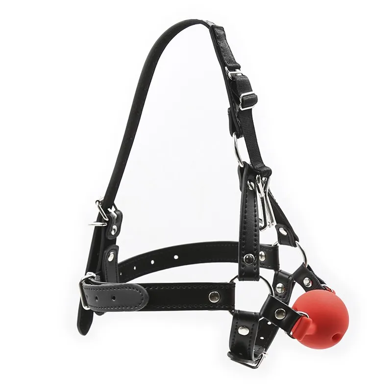 Slave Horse Harness Silicone Ball Gag BDSM Bondage Restraints Oral Fixation Open Mouth Gags Nose Hook Strap Fetish Sexy Cosplay