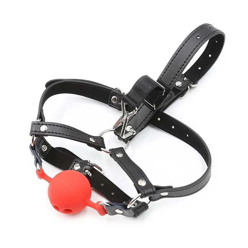 Slave Horse Harness Silicone Ball Gag BDSM Bondage Restraints Oral Fixation Open Mouth Gags Nose Hook Strap Fetish Sexy Cosplay