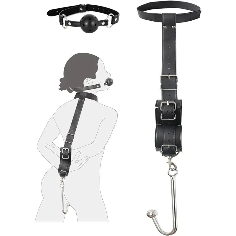 2 in 1 Leather Sex Bondage Set BDSM Anal Hook with Ball Gag Anal Trainer Role Play Butt Plug Fetish Slave Sex Toys for Woman Man 2 in 1 Leather Sex Bondage Set BDSM Anal Hook with Ball Gag Anal Trainer Role Play Butt Plug Fetish Slave Sex Toys for Woman Man