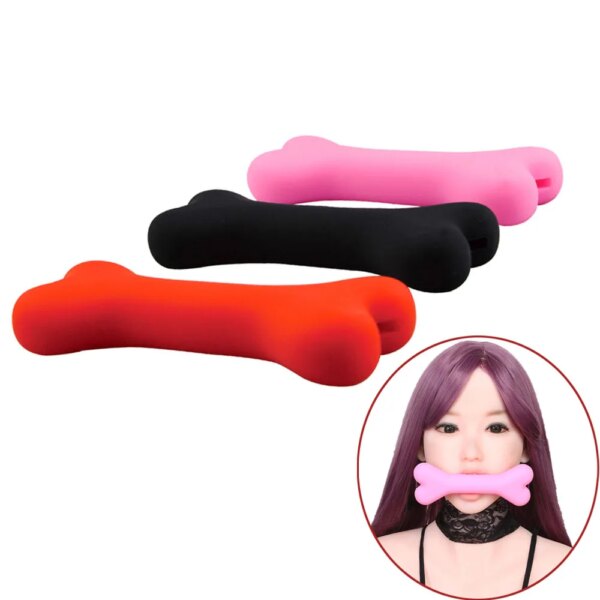 Bone Gag Adult Fetish Stopper Mute Sex games toys Dog Boutique Strict Silicone Bit restraint Bondage Gear Pony&