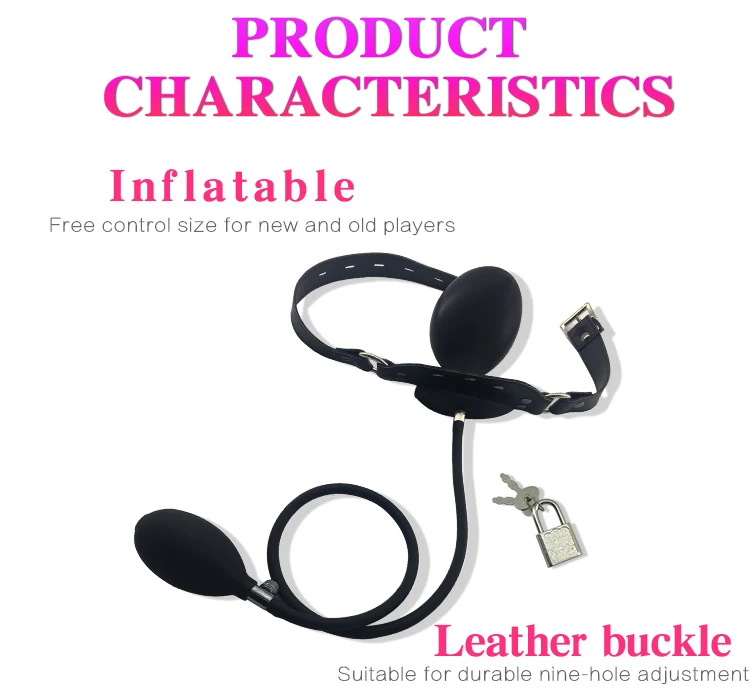 Flexible Size Silicone Mouth Gag BDSM Ball Accessory Plug Inflatable with Detachable Pump for Erotic Restraint Sex Game Play Toy