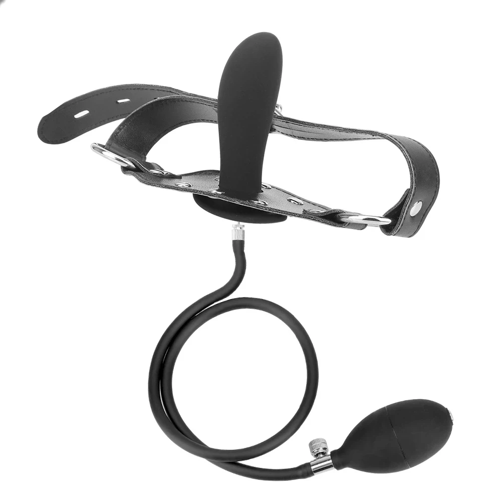 Flexible Size Silicone Mouth Gag BDSM Ball Accessory Plug Inflatable with Detachable Pump for Erotic Restraint Sex Game Play Toy